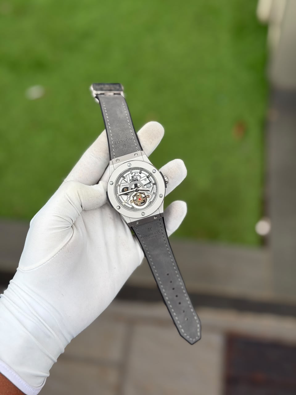 Luxury Skeleton Style Watch for Men – Stainless Steel Case with Premium Leather Strap