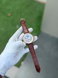 Luxury Rose Gold Automatic Skeleton Leather Watch