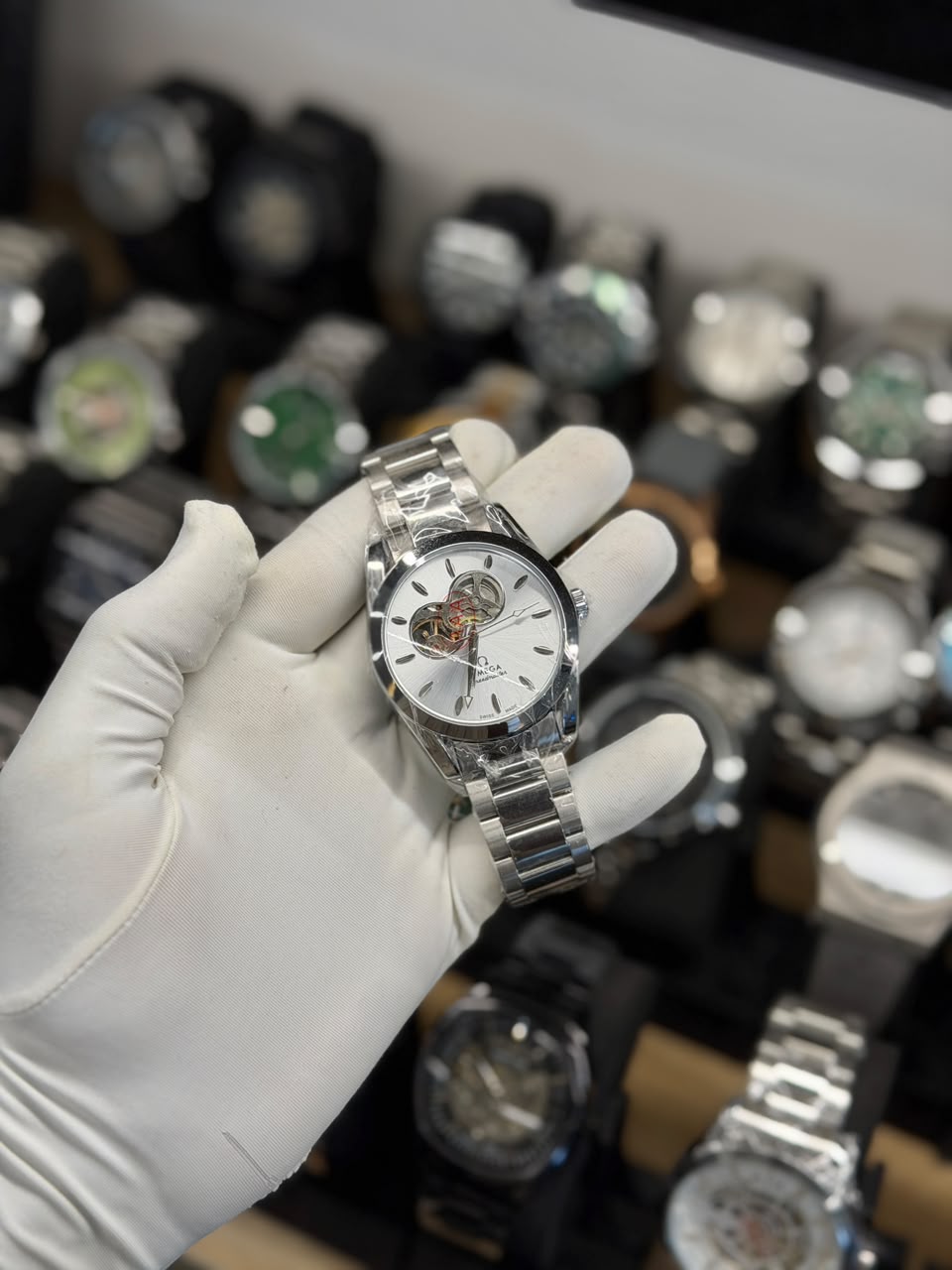 Silver Skeleton Automatic Watch