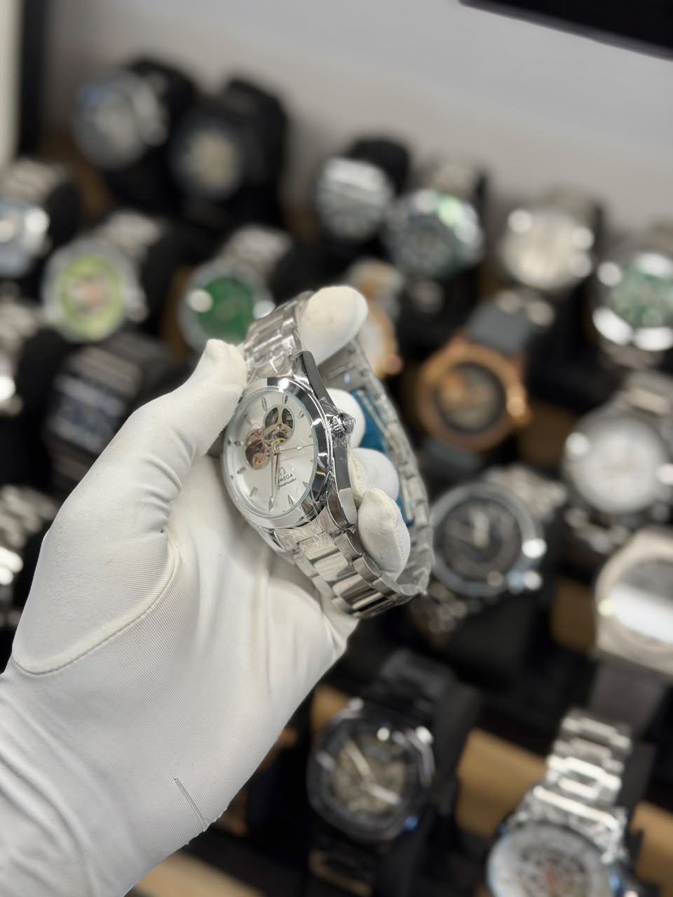 Silver Skeleton Automatic Watch