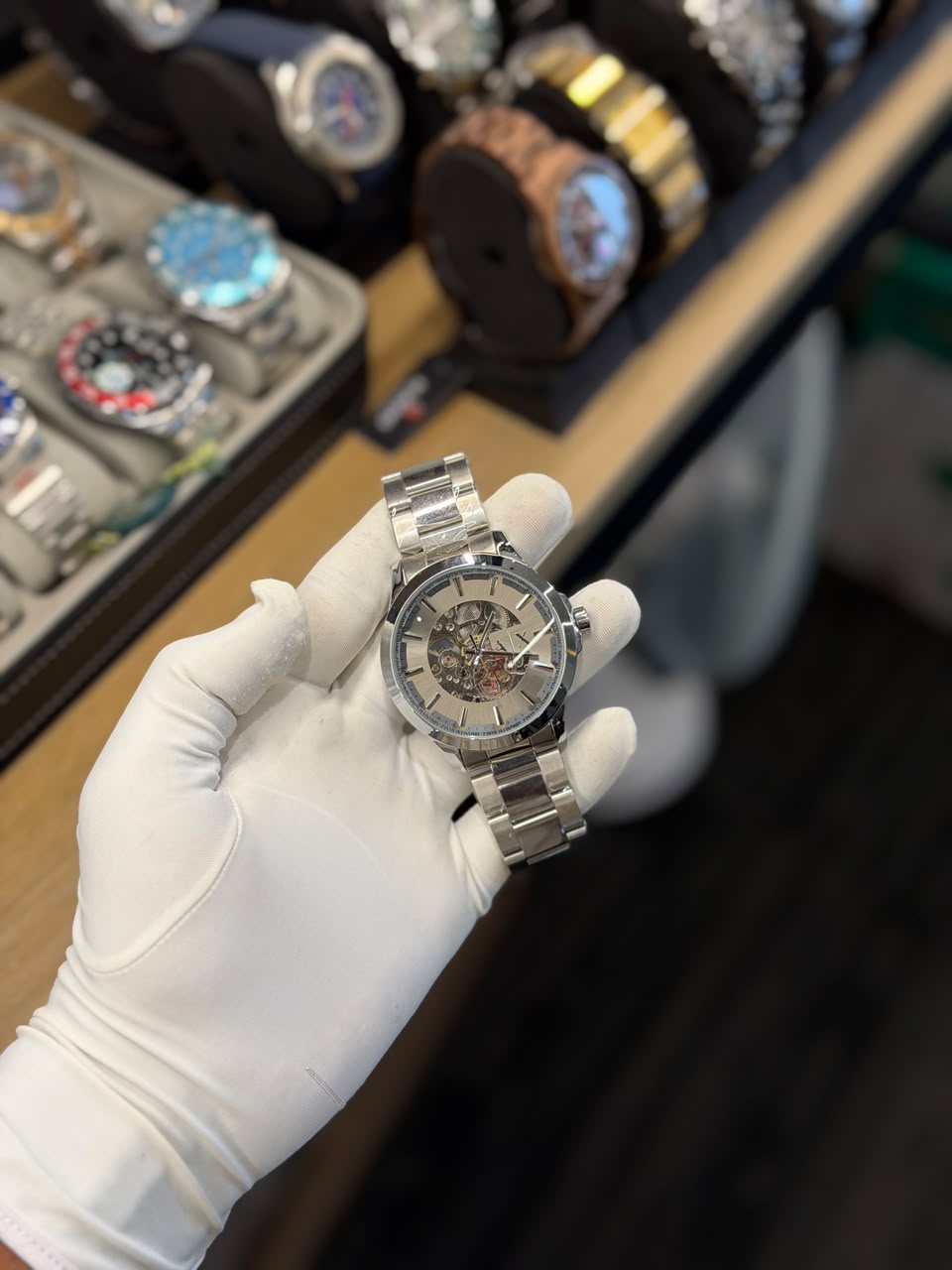Men's Stainless Steel Skeleton Dial Automatic Watch
