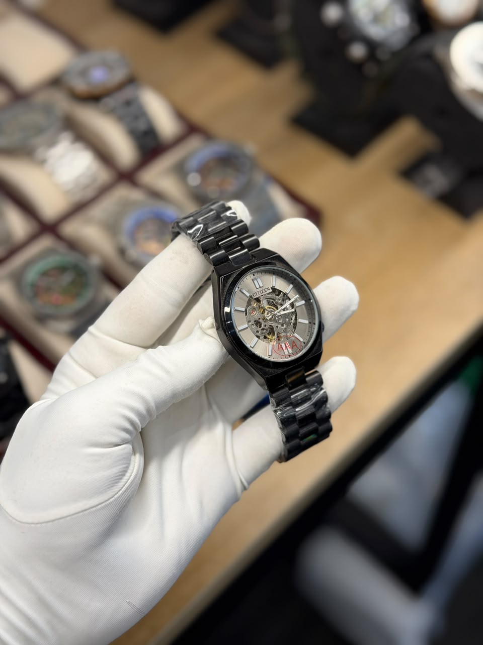 Men's Integrated Automatic Skeleton Watch with Open-Heart Dial