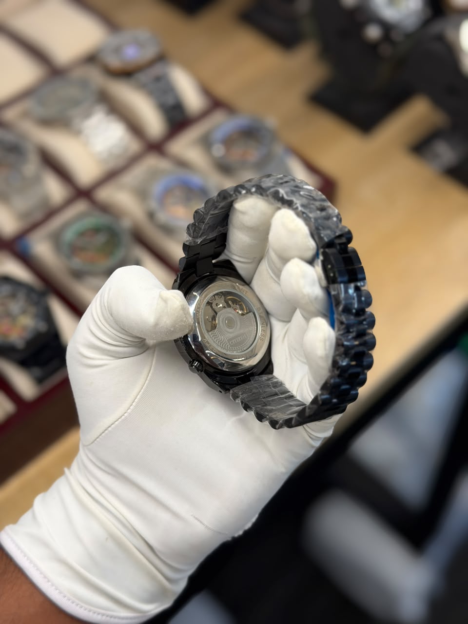 Men's Integrated Automatic Skeleton Watch with Open-Heart Dial