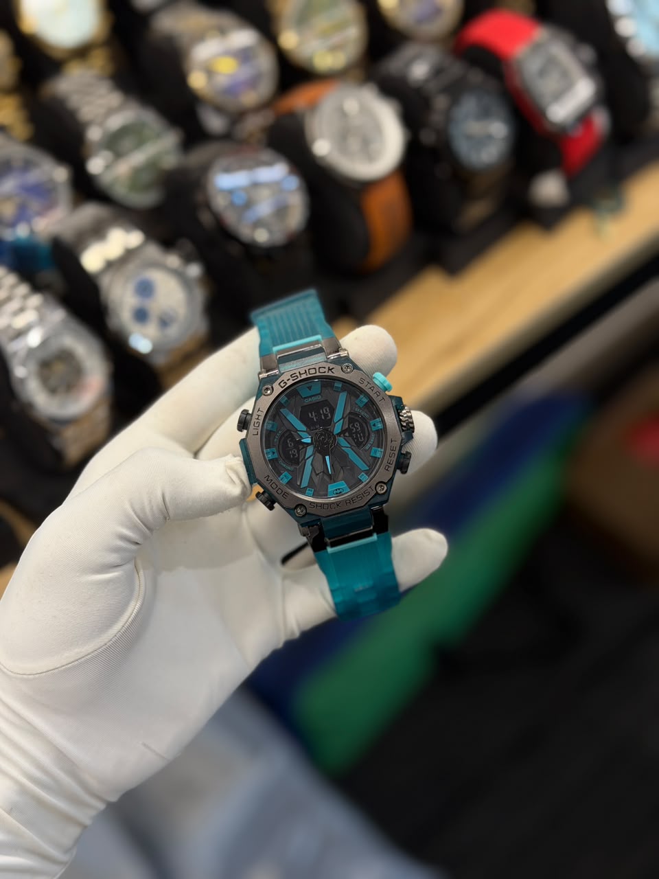 Transparent Teal Analog-Digital Sports Watch
