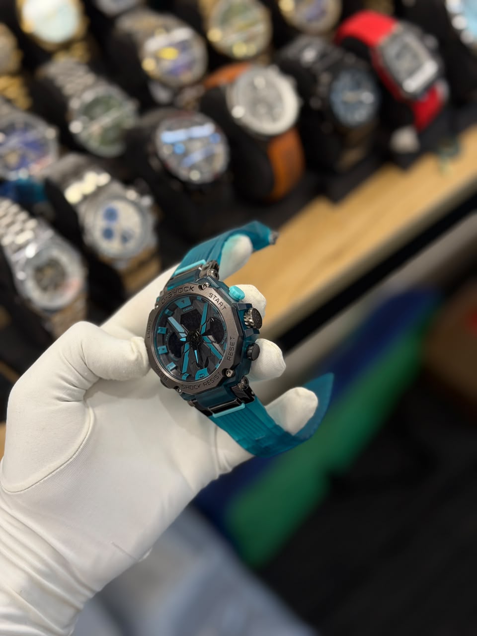 Transparent Teal Analog-Digital Sports Watch