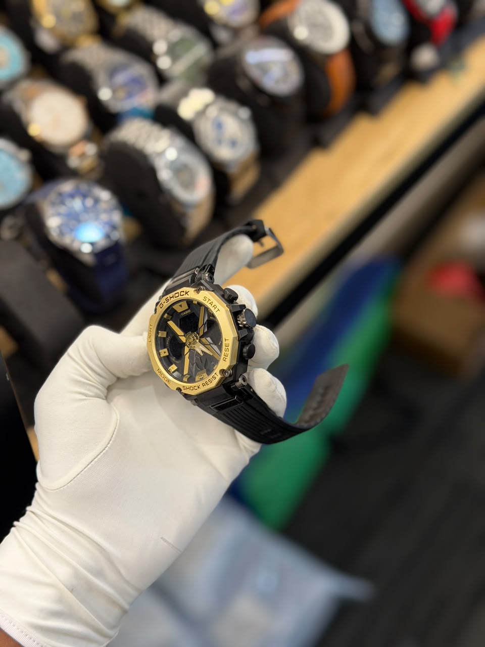 Black & Gold Analog-Digital Sports Watch