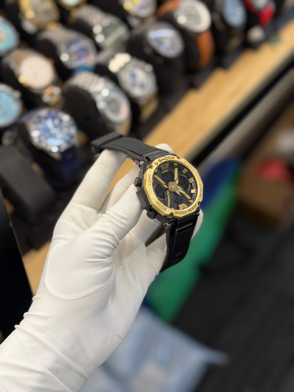 Black & Gold Analog-Digital Sports Watch