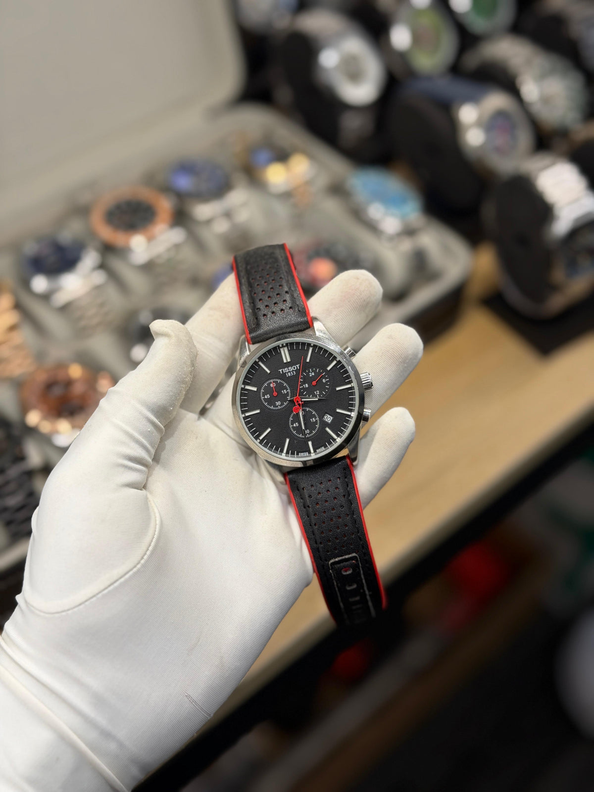 Men's Sport Chronograph-Style Analog Watch – Black & Red