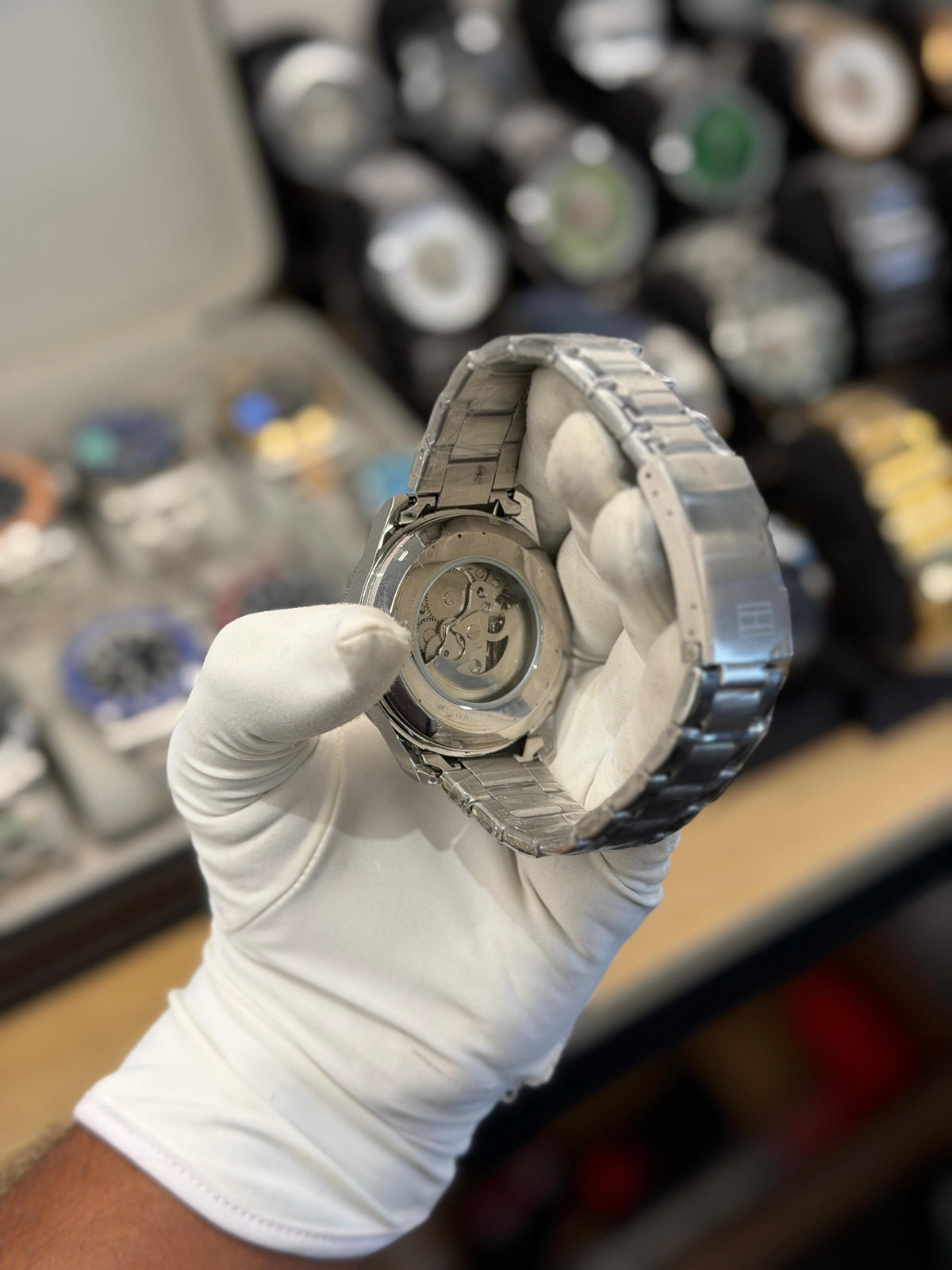 Luxury Silver Skeleton Automatic Watch