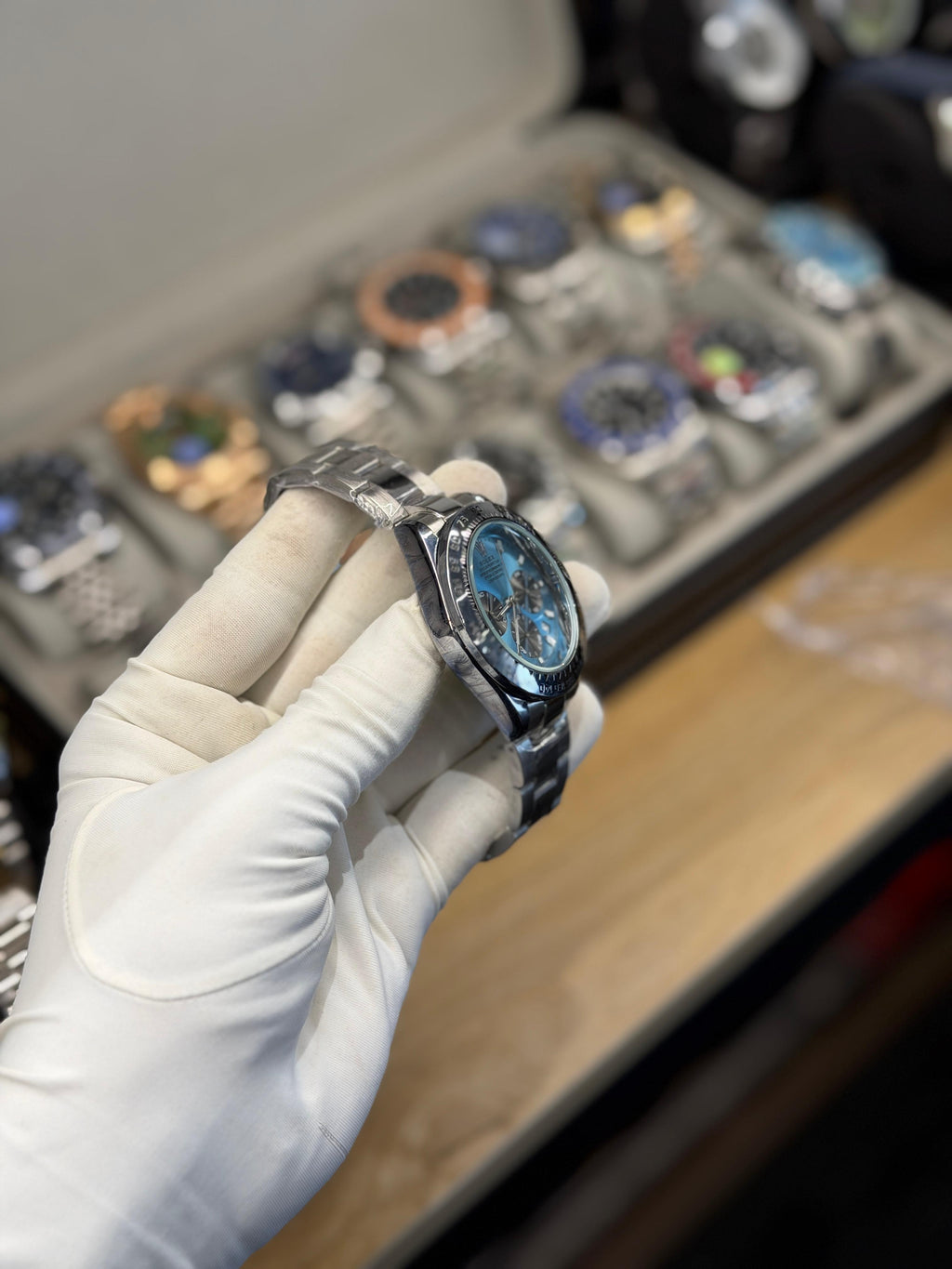 Men's Sky Blue Chronograph-Style Analog Watch