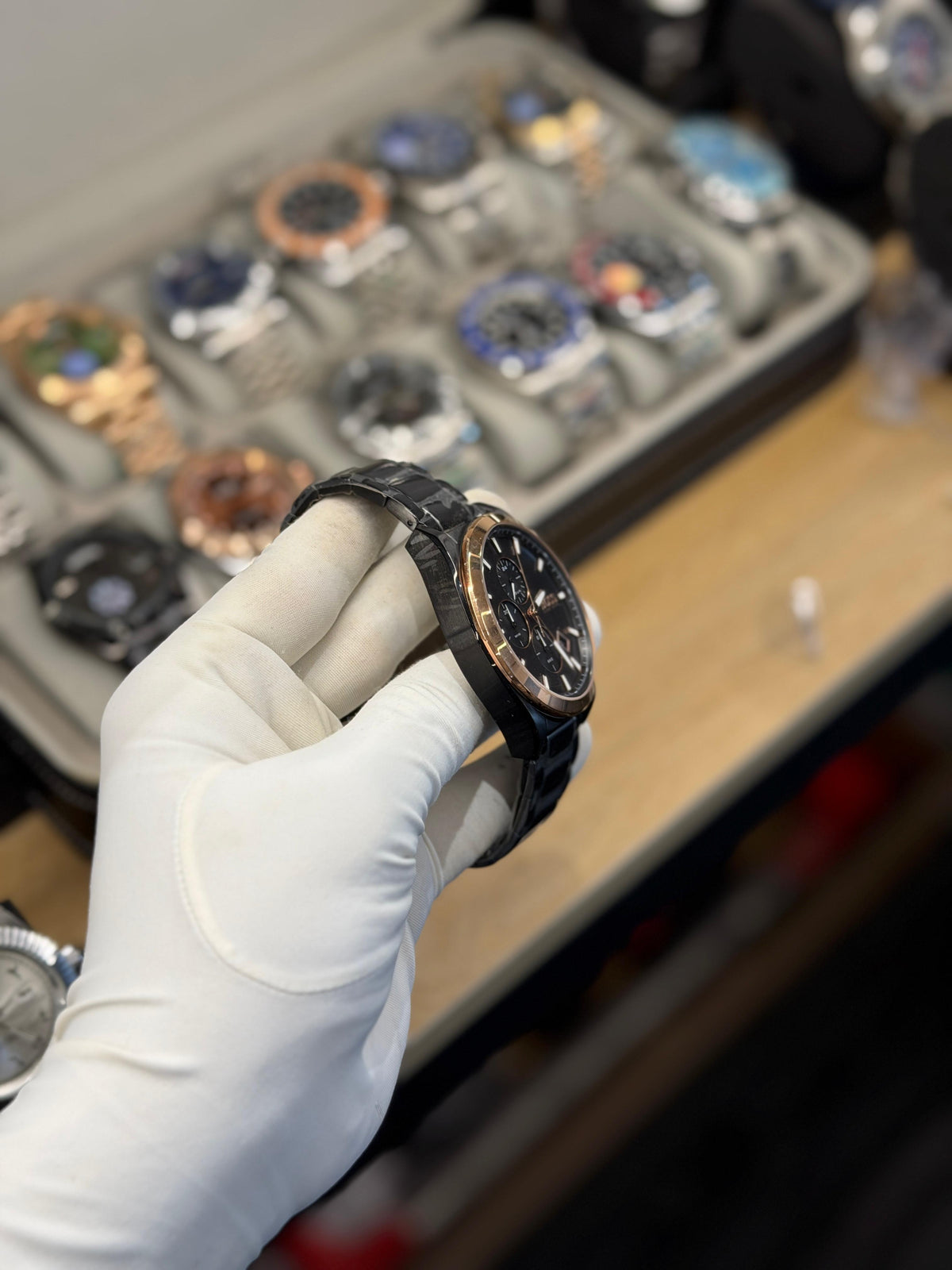Men's Black &  Gold Chronograph-Style Analog Watch