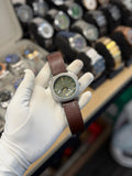 Luxury Green Dial Chronograph-Style Watch – Brown Leather Strap