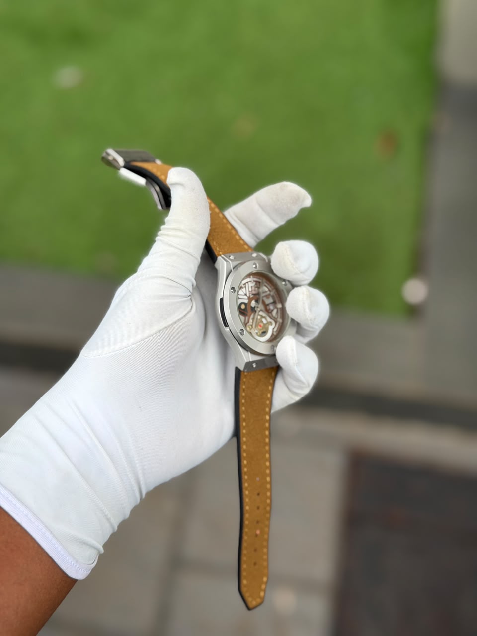 Luxury Skeleton Style Watch for Men – Stainless Steel Case with Premium Leather Strap