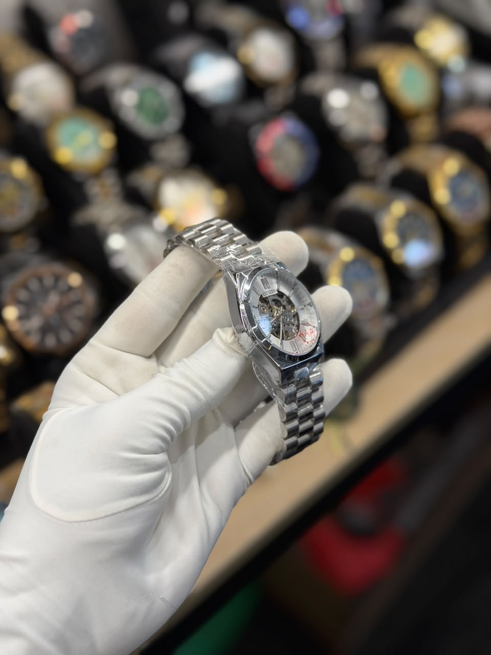Men's Integrated Automatic Skeleton Watch with Open-Heart Dial